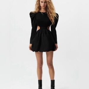 Zara Black Balloon Cutout Dress